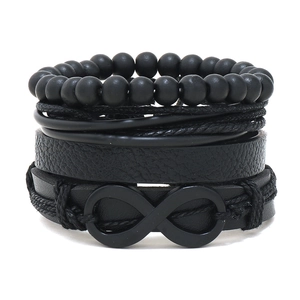 Men Punk Handmade Woven Leather Bracelet Infinity Alloy Accessory Retro Adjustable Multi Layer Jewelry Hand Rope Bracelet