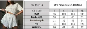 Detailed size guide for cherry print pajama set with fabric composition and measurements