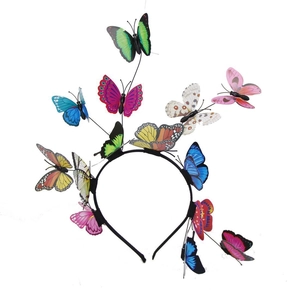 Luminous Christmas butterfly headband with colorful simulation butterflies for parties
