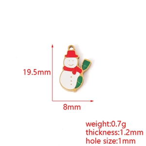 Detail view of snowman enamel charm with dimensions 19.5mm by 8mm for jewelry making
