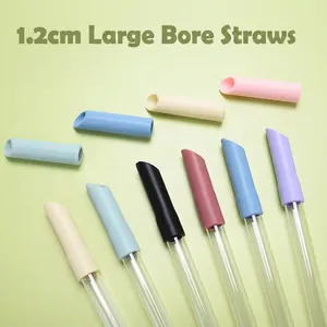 Tritan 1.2cm wide reusable telescopic straws in various colors for bubble tea and drinks