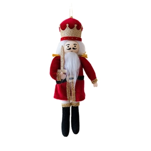 Classic red Nutcracker soldier ornament with gold crown for Christmas tree decoration