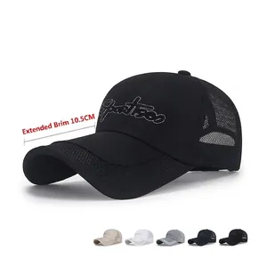 Mesh Baseball Cap Breathable Sun Protection Extended Brim Sports Embroidery Adjustable Trucker Hat For Men Women