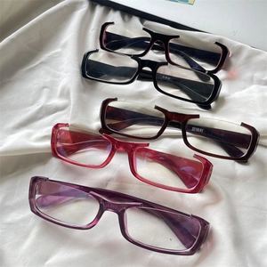 Anime Subculture Half Frame Glasses Radiation Protection Anti Blue Light Retro Square Decorative Eyeglasses