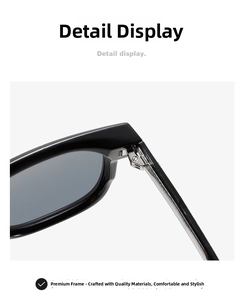 Macro shot of durable metal hinge detail on premium black square sunglasses frame