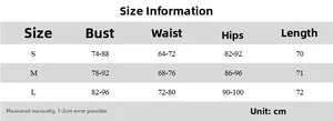 Size chart for backless slim fit bodysuit with bust, waist, and hip measurements in cm