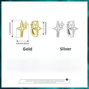 Size specifications for S925 sterling silver star hoop earrings showing dimensions and weight