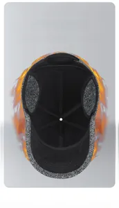 Detail of warm winter hat with thermal heat storage lining and thick fleece interior