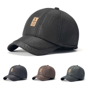 Baseball Cap Men Winter Warm Polyester Jacquard Letter Pattern Adjustable Metal Buckle Outdoor Sports Casual Sun Hat