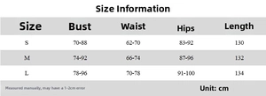 Detailed size information chart for slim fit tube midi dress with bodycon measurements