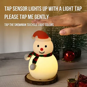 Christmas snowman silicone night light with touch sensor and color changing feature