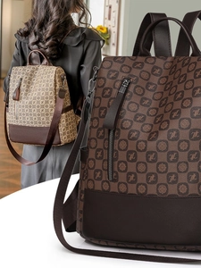 Classic vintage patterned backpack with large capacity and multi-pocket design for women
