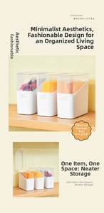 Three-piece set of white plastic storage boxes with transparent flip lids for tea bags