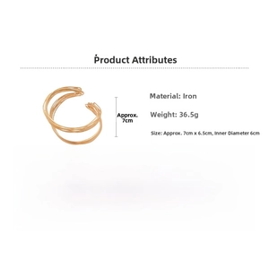 Detail showing dimensions and 36.5g weight of gold twisted metal wire cuff bracelet