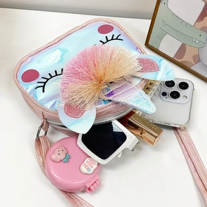 Borsa a tracolla unicorno olografico per bambini con glitter e spazio interno per accessori