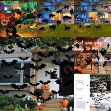 Halloween decorative set including 3D bats, cats, ghosts with fishing line and foam glue
