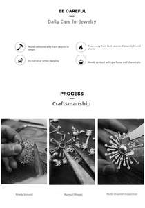 Detail of earring maintenance tips and craftsmanship process for jewelry care