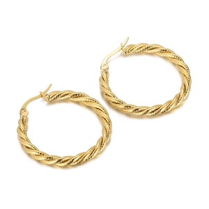 Twisted Rope Hoop Earrings 316L Titanium Steel Minimalist Geometric Trendy Lightweight Fashion Accessories