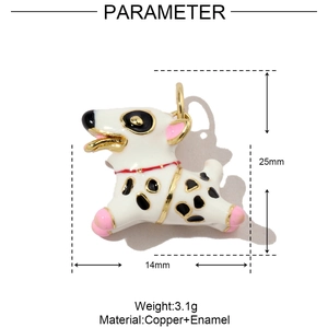 Dalmatian dog enamel pendant 25mm height and 14mm width copper jewelry accessory detail