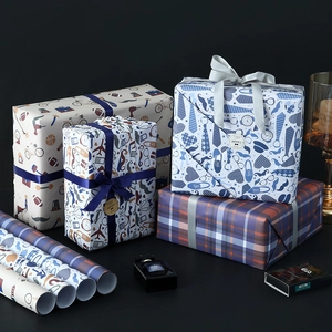 Gift Wrapping Paper Wood-free Paper Father's Day Birthday Men Dad Business Plaid Tie Patterns Multipurpose Wrapping