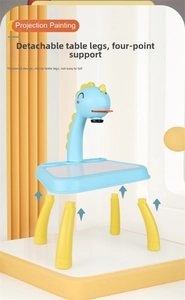 Detailed view of the detachable dinosaur projection drawing table with stable legs