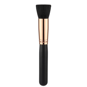 Flat Top Foundation Brush Portable Powder Blush Makeup Tool Soft Synthetic Hair Wood Grip Rose Gold For Daily Beauty
