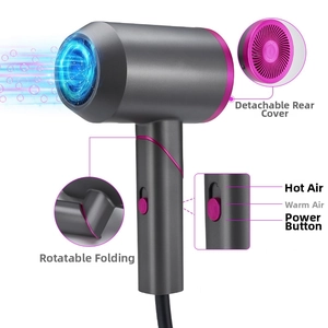 Détails du sèche-cheveux pliable avec poignée rotative et couvercle de filtre amovible