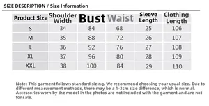 Detailed size chart for French lace dress including S to XXL measurements in centimeters