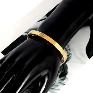 Titanium steel watchband bracelet with vintage ribbed texture in gold finish