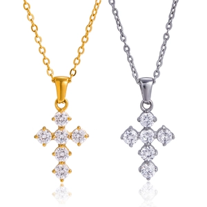 Collane a croce minimaliste in acciaio inossidabile oro e argento con zirconi