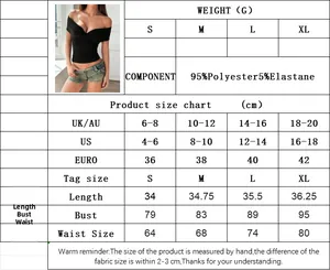 Detaillierte Größentabelle mit Maßen für das kurze V-Ausschnitt Twist Crop Top