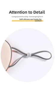 Detail of soft silicone adjustable buckle on breathable sleep mask elastic ear straps