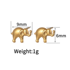 Detailed dimensions of 18K gold plated elephant stud earrings showing 9mm by 6mm size