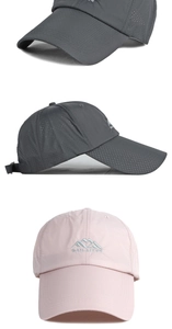 Detail of breathable perforated side panels on quick-dry outdoor baseball cap