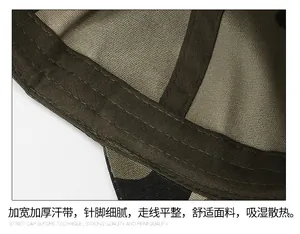 Détail de la bande anti-transpiration et coutures précises sur casquette camouflage