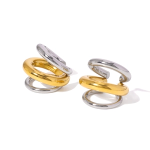 Waterproof gold and silver spiral ear cuffs in 18K gold plated stainless steel