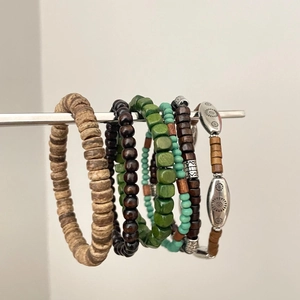 Böhmisches Perlenarmband Aus Holz Legierung Und Synthetikstein Ethno Retro Tribal Stil