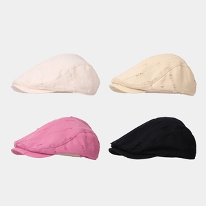 Retro Distressed Ivy Cap Cotton Canvas Ripped Flat Hat Vintage British Style Short Brim For Men Women Streetwear Adjustable