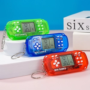 Mini Handheld Game Console Keychain Retro Electronic Tetris Toy Portable Plastic Key Ring For Kids Adults Gift
