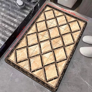 Detail view of 50x80cm geometric diatom mud mat with non-slip texture and marble patterns