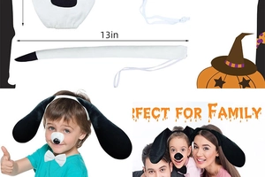 Détail du set de costume de chien avec queue de 13 pouces et oreilles pour fête