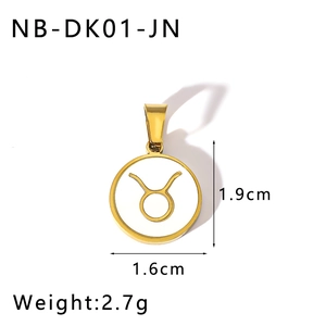 Détail du pendentif zodiaque Taureau en or et nacre avec dimensions et poids indiqués