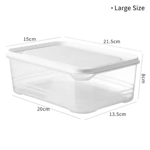 Großer stapelbarer transparenter Vorratsbehälter mit weißem Deckel 21,5x15x8 cm