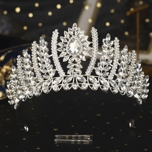Luxury Bridal Crown Tiara Alloy Rhinestone Crystal Wedding Prom Party Headpiece Vintage Elegant Hair Jewelry For Women