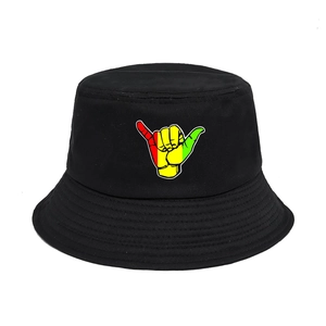 Chapeau Bob En Coton Avec Logo Geste Main Shaka Rétro Reggae Streetwear Protection Solaire Voyage Extérieur Unisexe