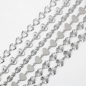 Creative stainless steel heart link chain for DIY jewelry and bag accessory making