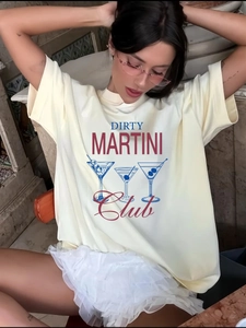 Ανοιχτό κίτρινο 100% βαμβακερό T-shirt με αμερικάνικο vintage τύπωμα σε oversize γραμμή
