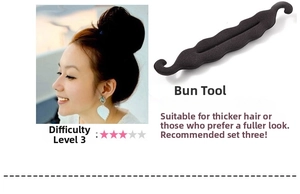 Hair styling tool detail for creating voluminous buns with foam sponge and wave design