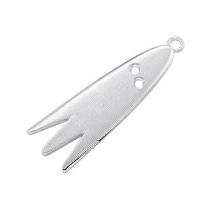Detailed view of silver trident metal pendant with fine texture for Halloween jewelry