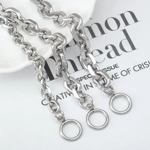 Punk style silver stainless steel O-chain bracelet with large OT spring buckle